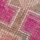 Faded Pink Geometric Style Vintage Runner Rug, Rug For Kitchen, 87x302