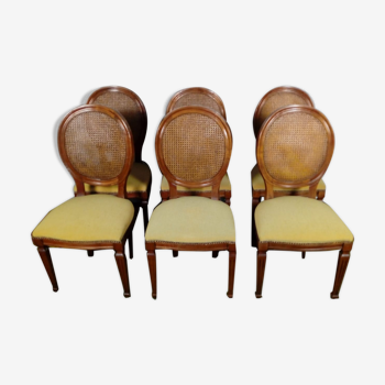 Set de 6 chaises médaillon de style Louis XVI