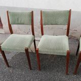 Set of 6 Scandinavian chairs green fabric