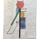 Large modern white Moroccan Beni Ouarain rug in wool.