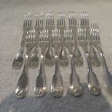 12 silver plated dessert forks by Christofle Vendome, 17.1 cm