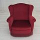 1960s, Danish armchair, red furniture velour, beech wood legs.