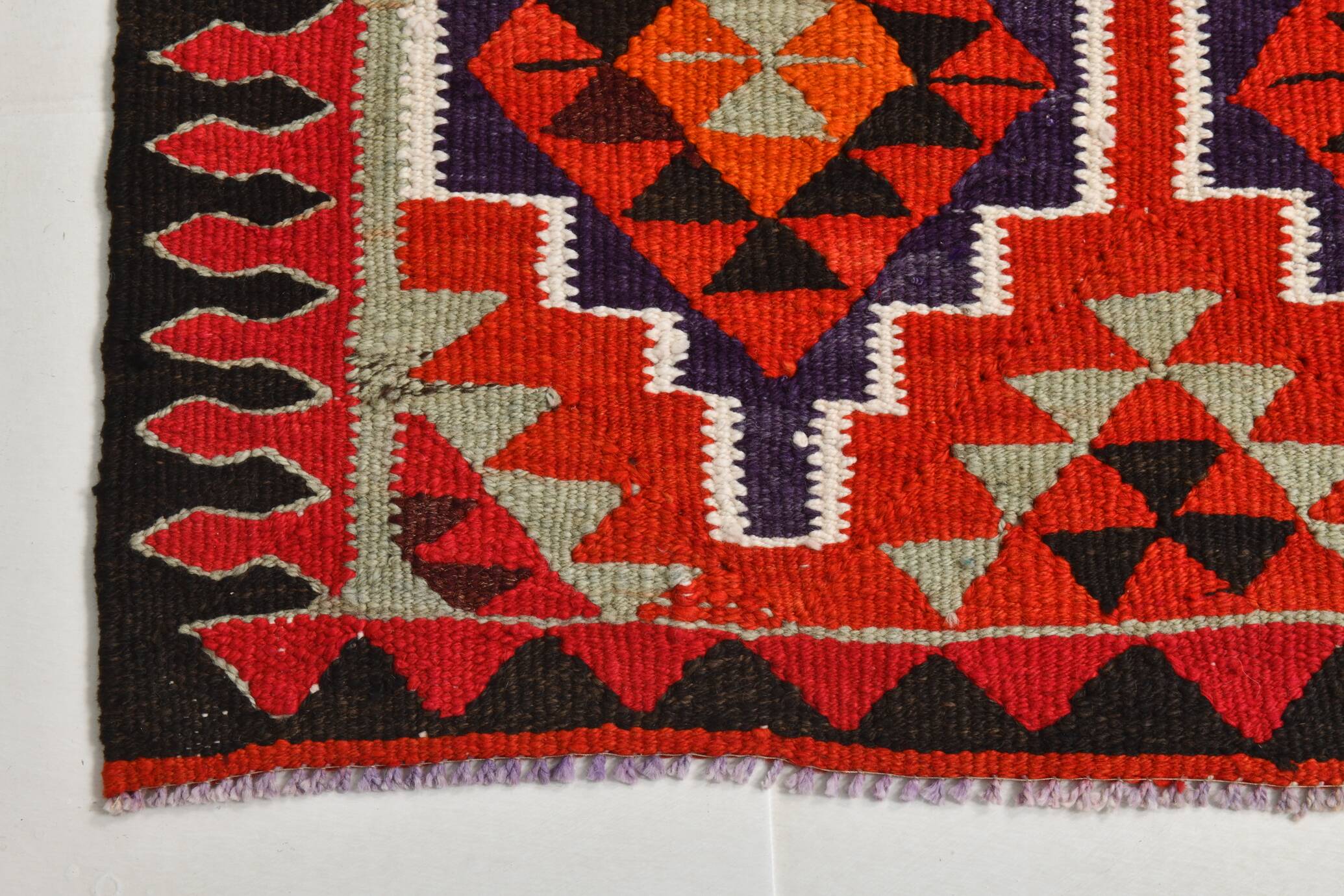Vintage Orange & Blue Tribal Kilim Runner Rug, 95x320Cm