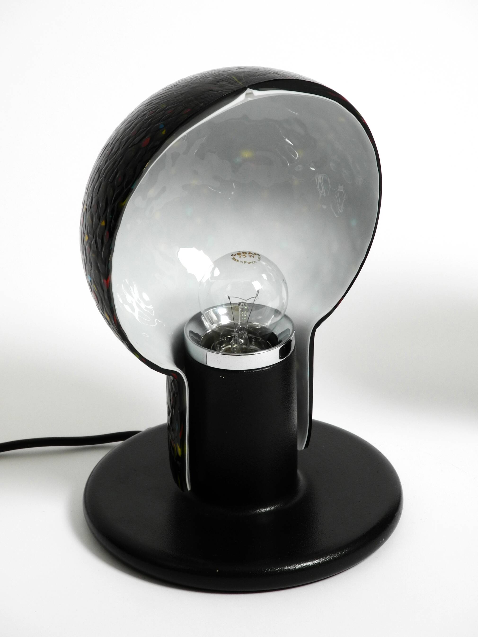 Pair of large 1980s Italian table lamps made of colorful multi-layer Murano