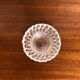 Old pair of vintage round molded glass candle holder