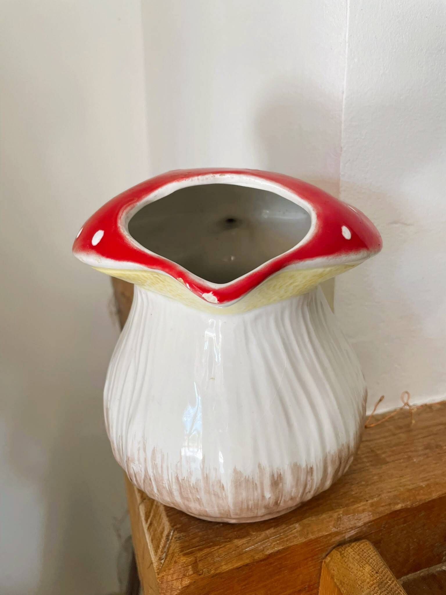 Vintage mushroom barbotine carafe