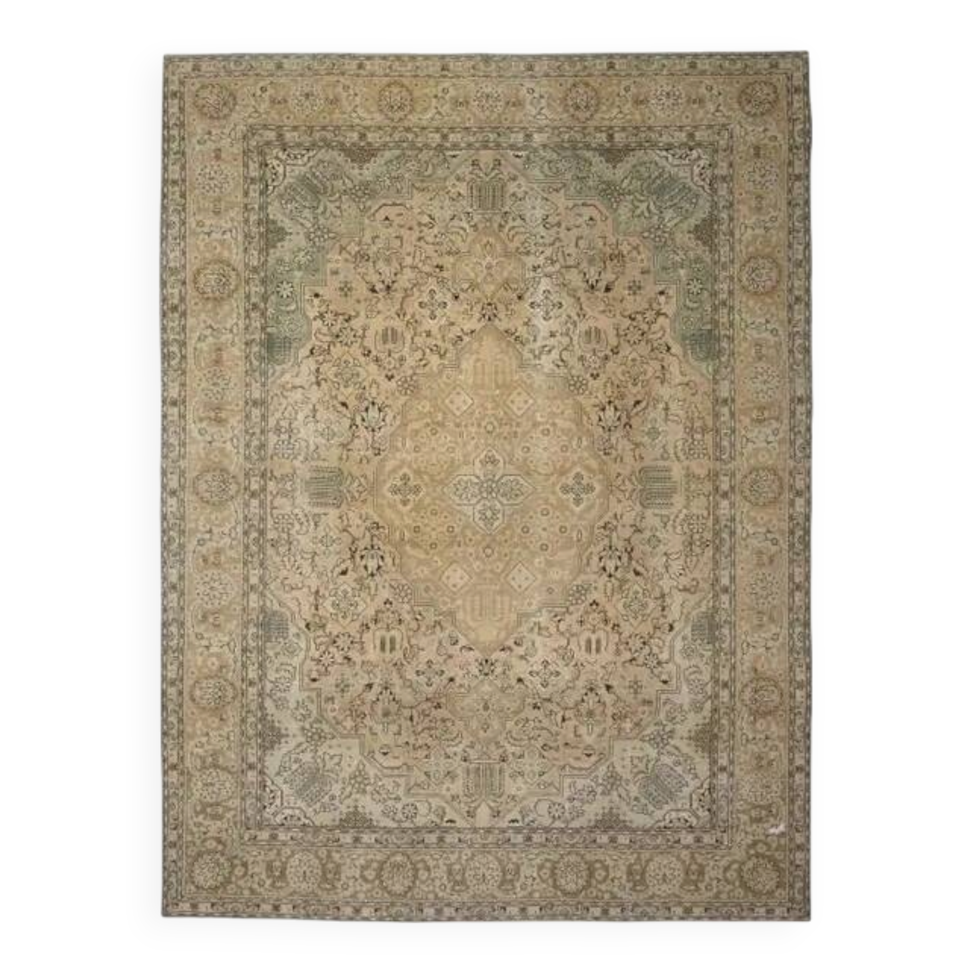 1970s Vintage Persian Handknotted Wool Orange Oversize Area Rug 286X380