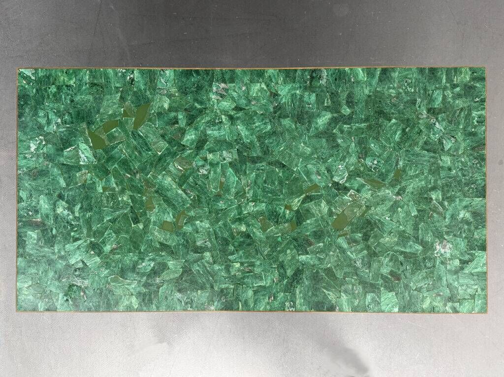 Coffee table with malachite top and brass frame, France, 1950s