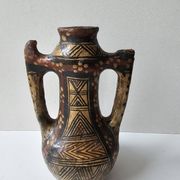 Kabyle Algerian pottery oil jar with polychrome geometric decorations