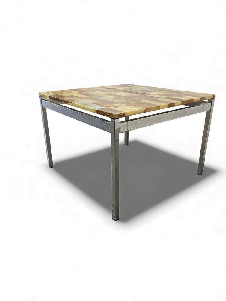 Table basse carrée vintage en onyx