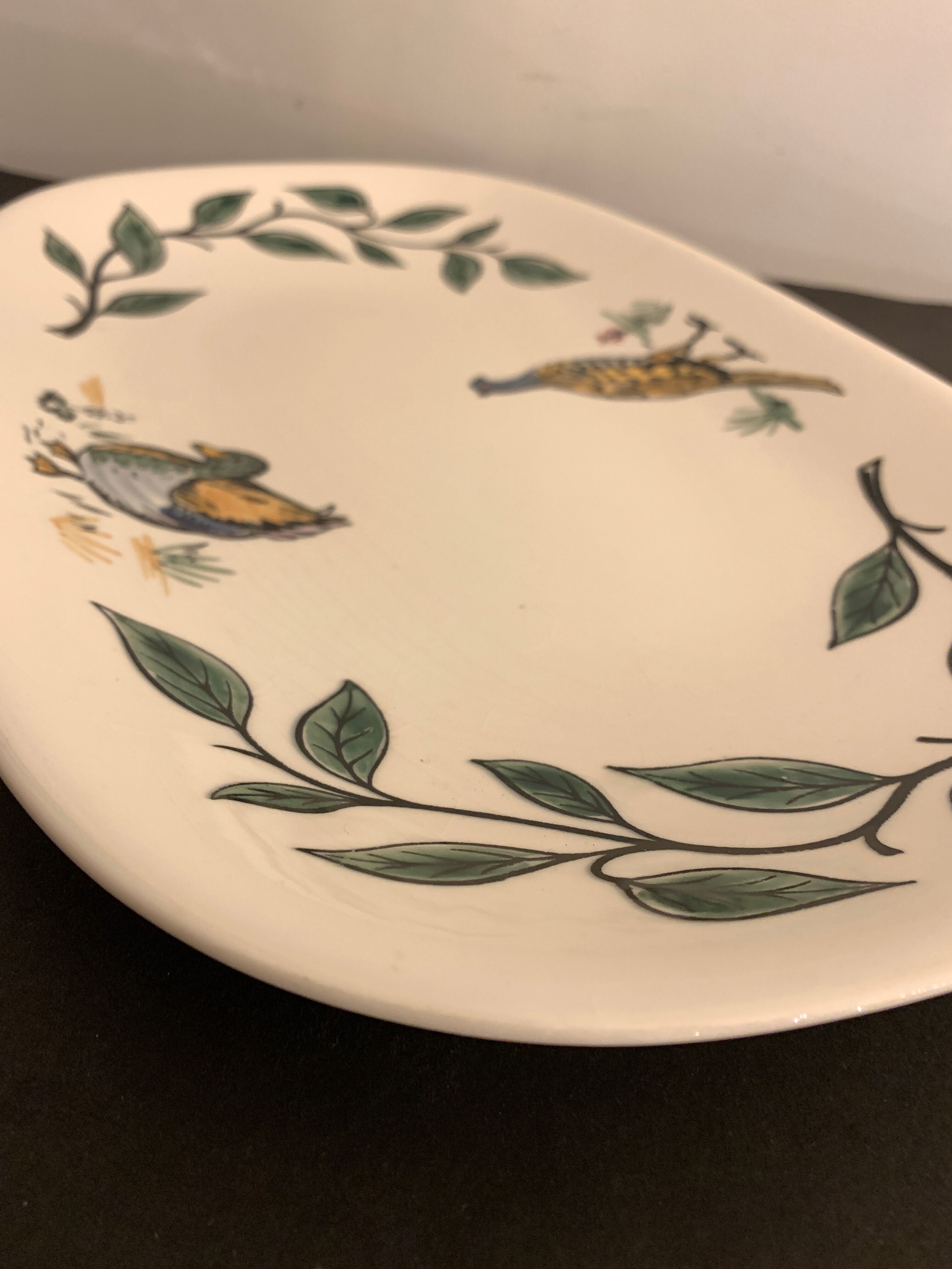 Gien hunting dish decorated with pheasant and duck, 1970