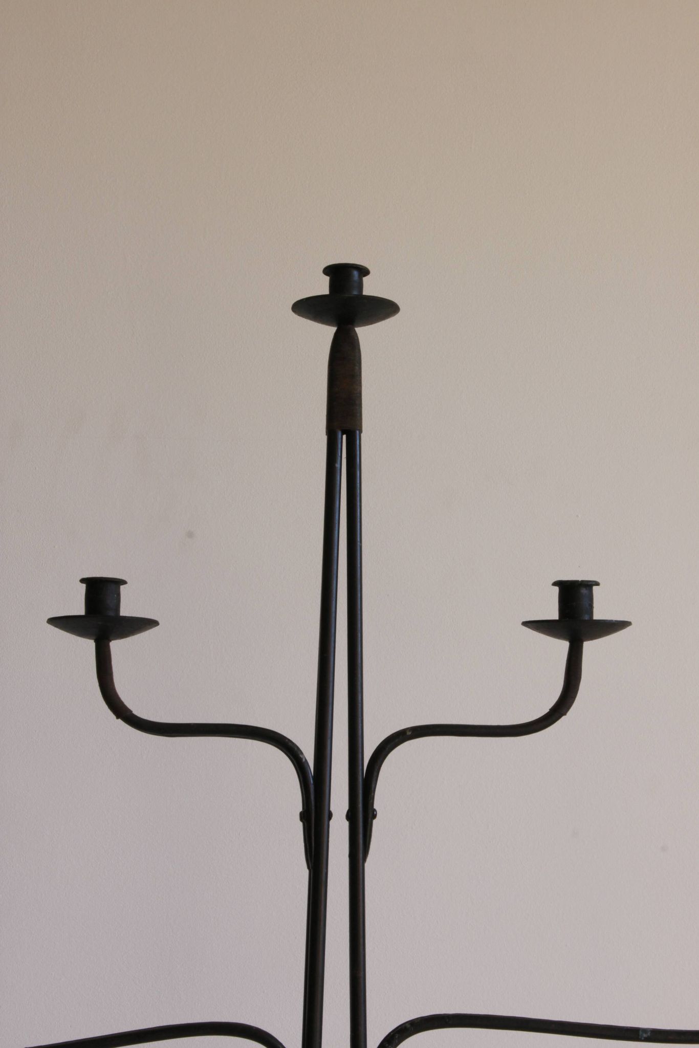 Large Wrought Iron Floor Candelabra, 1950s