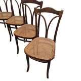 Thonet Dining Room Chairs With Webbing model 107 set of 6, early 1900s