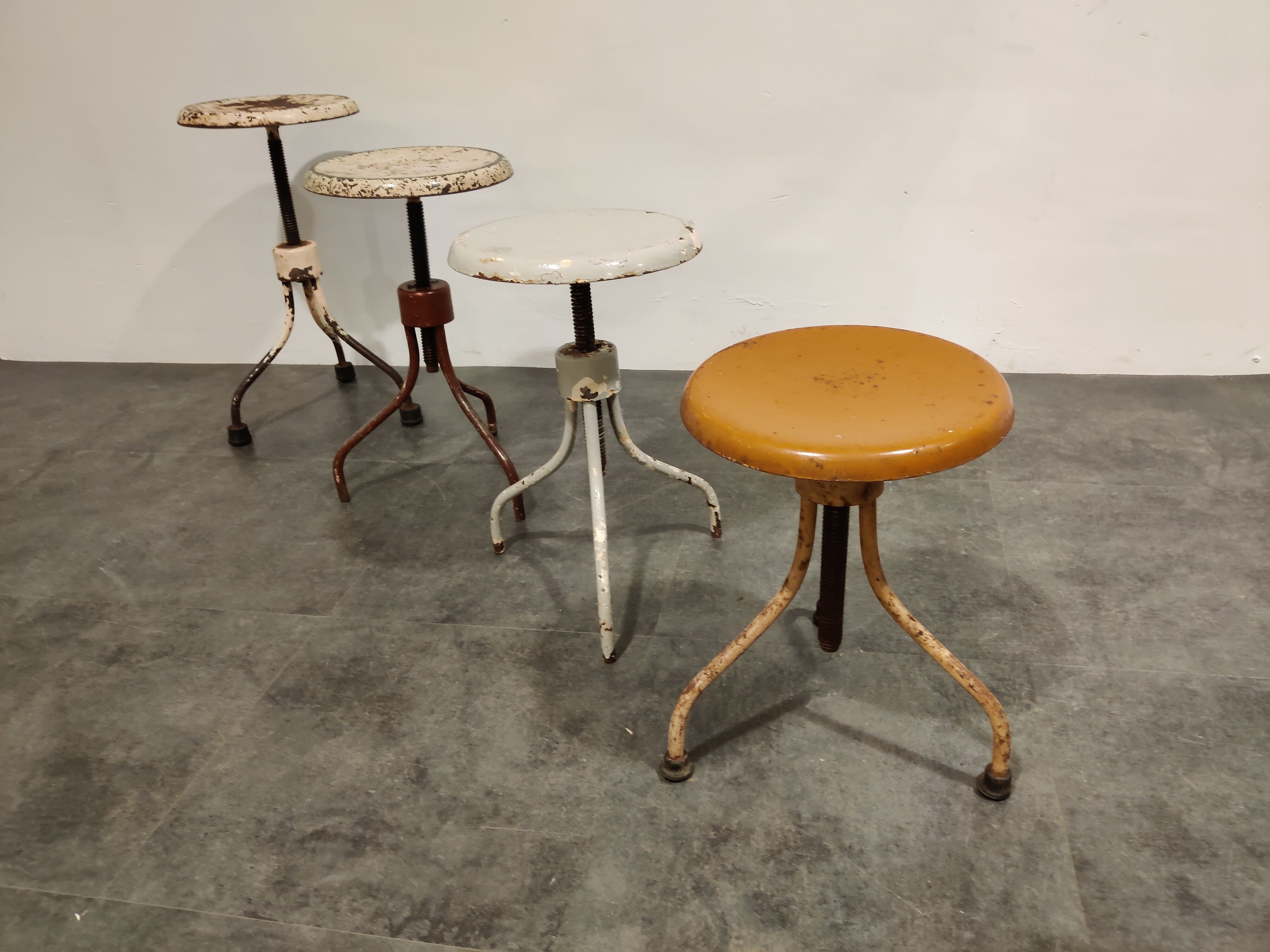 Vintage industrial stools, set of 4