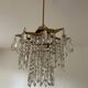 Midcentury brass crystal chandelier