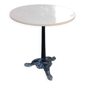 Old Pedestal Table with cast iron base Bar brasserie old bistro/Marble top