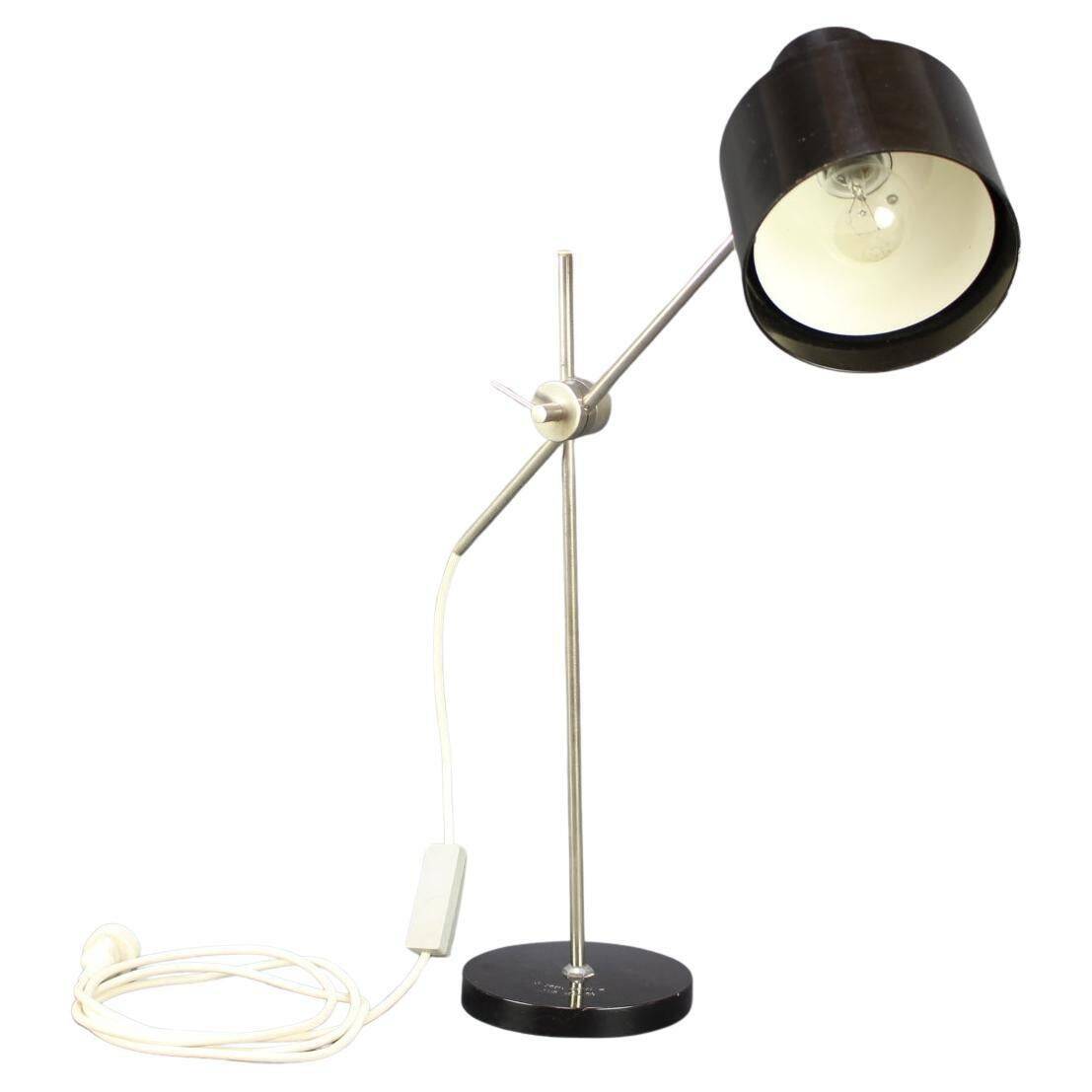 Adjustable Black Bakelite Industrial Table Lamp / Czechoslovakia, 1970s
