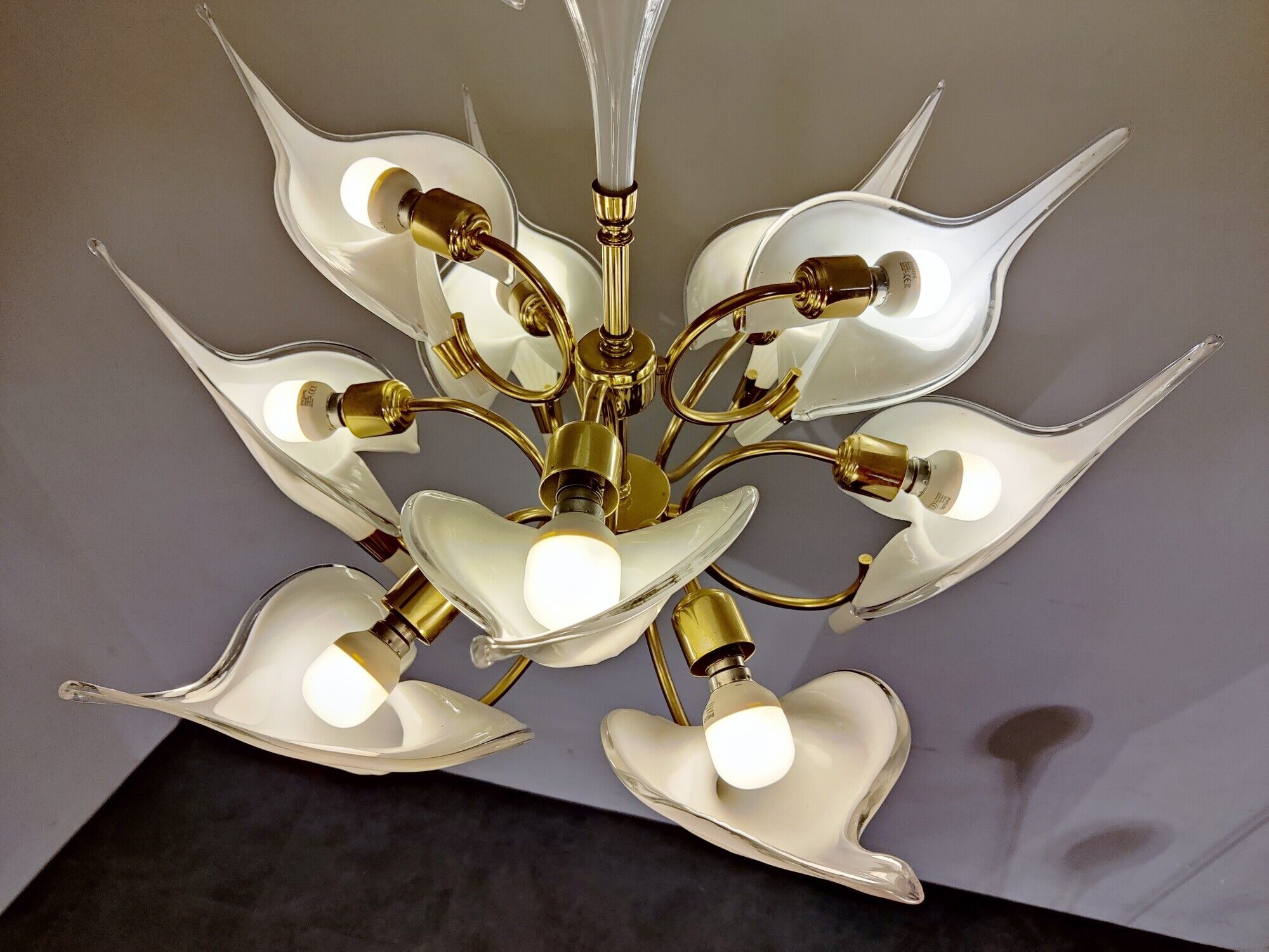 Murano Glass Canna Lily Chandelier, 1970s