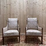 Pair of English / Art Deco style wingback armchairs