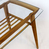 Wooden Coffee Table with Glass Top from Drevozpracujici Druzstvo, 1960s