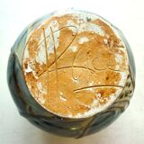 Ceramic vase, glazed stoneware, floral decoration, signature to be identified