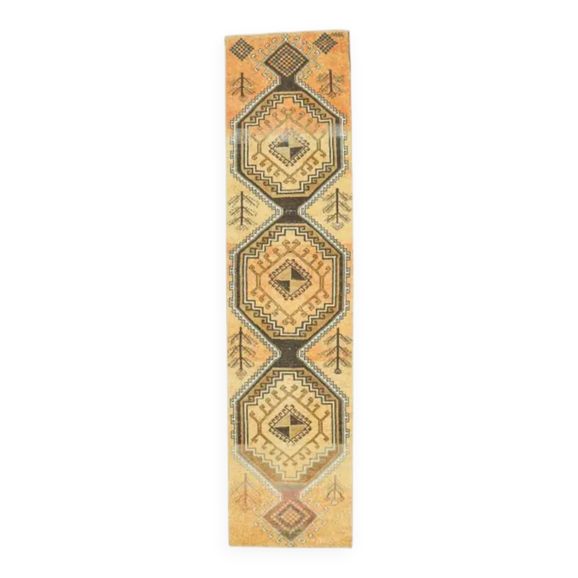 1970s Vintage Turkish Oushak Handmade Wool Runner 72x303