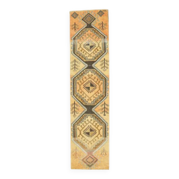 Tapis couloir turc Oushak vintage des années 1970 fait à la main en laine 72x303