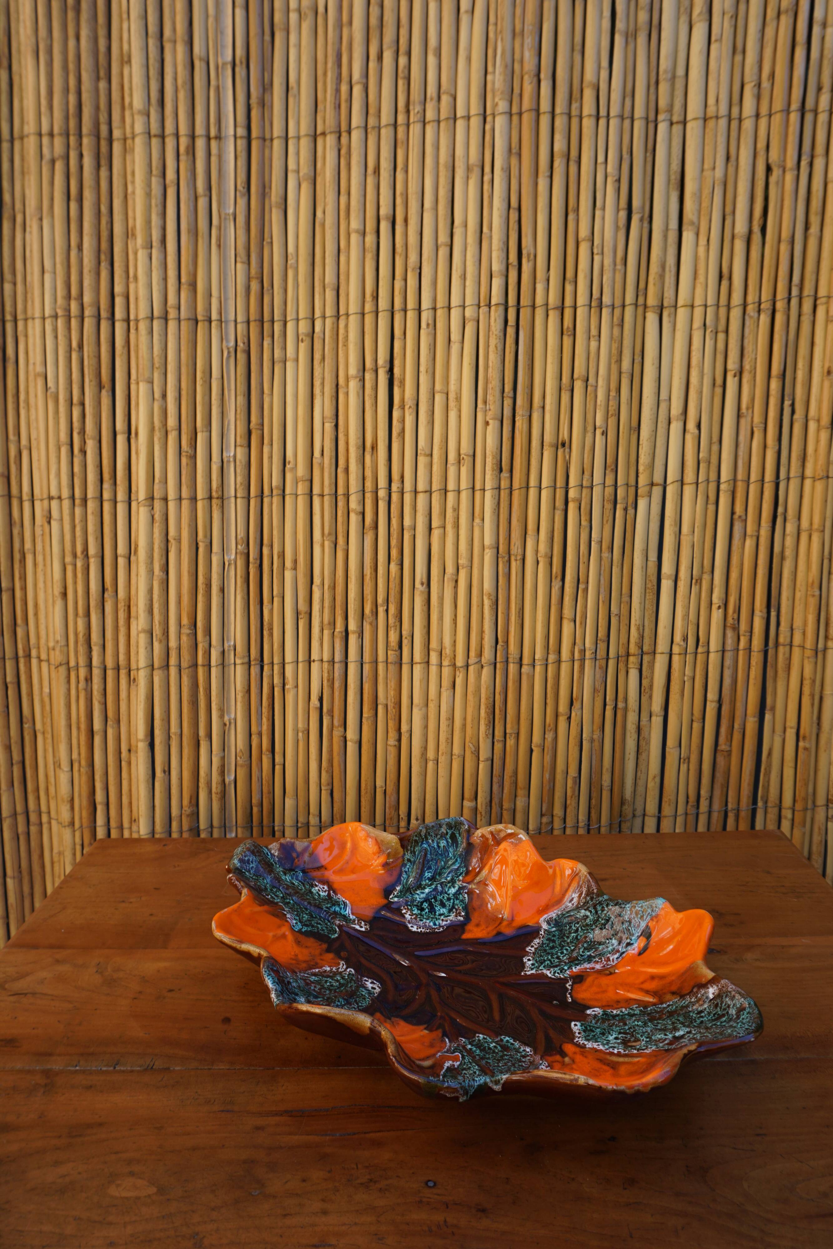 Vintage orange Vallauris dish