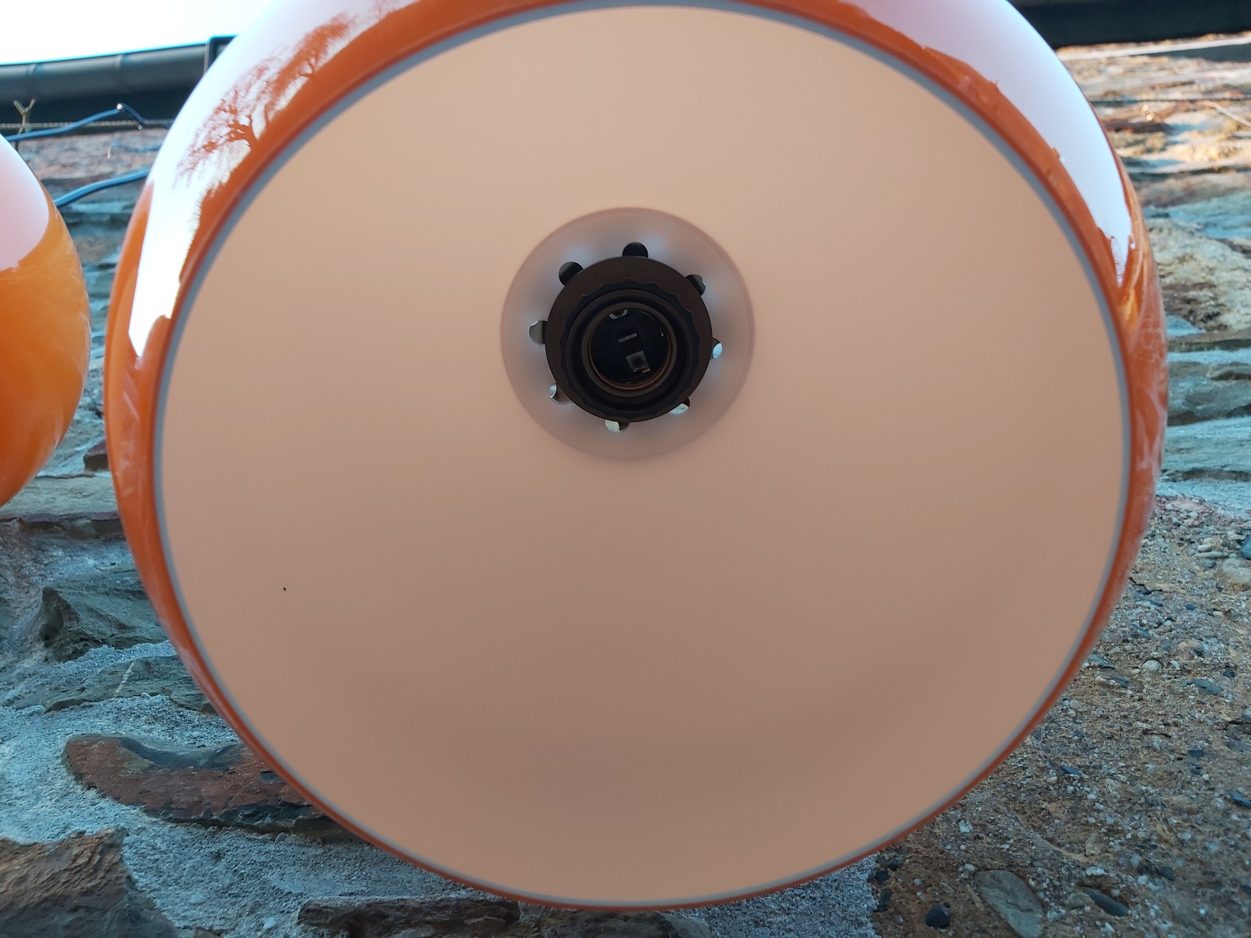 Lot de 3 suspensions orange vintage, années 70