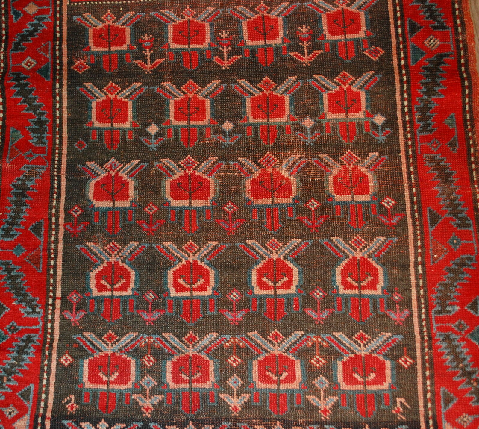 Ancient Caucasian carpet Karabakh handmade 90cm x 153cm 1890s