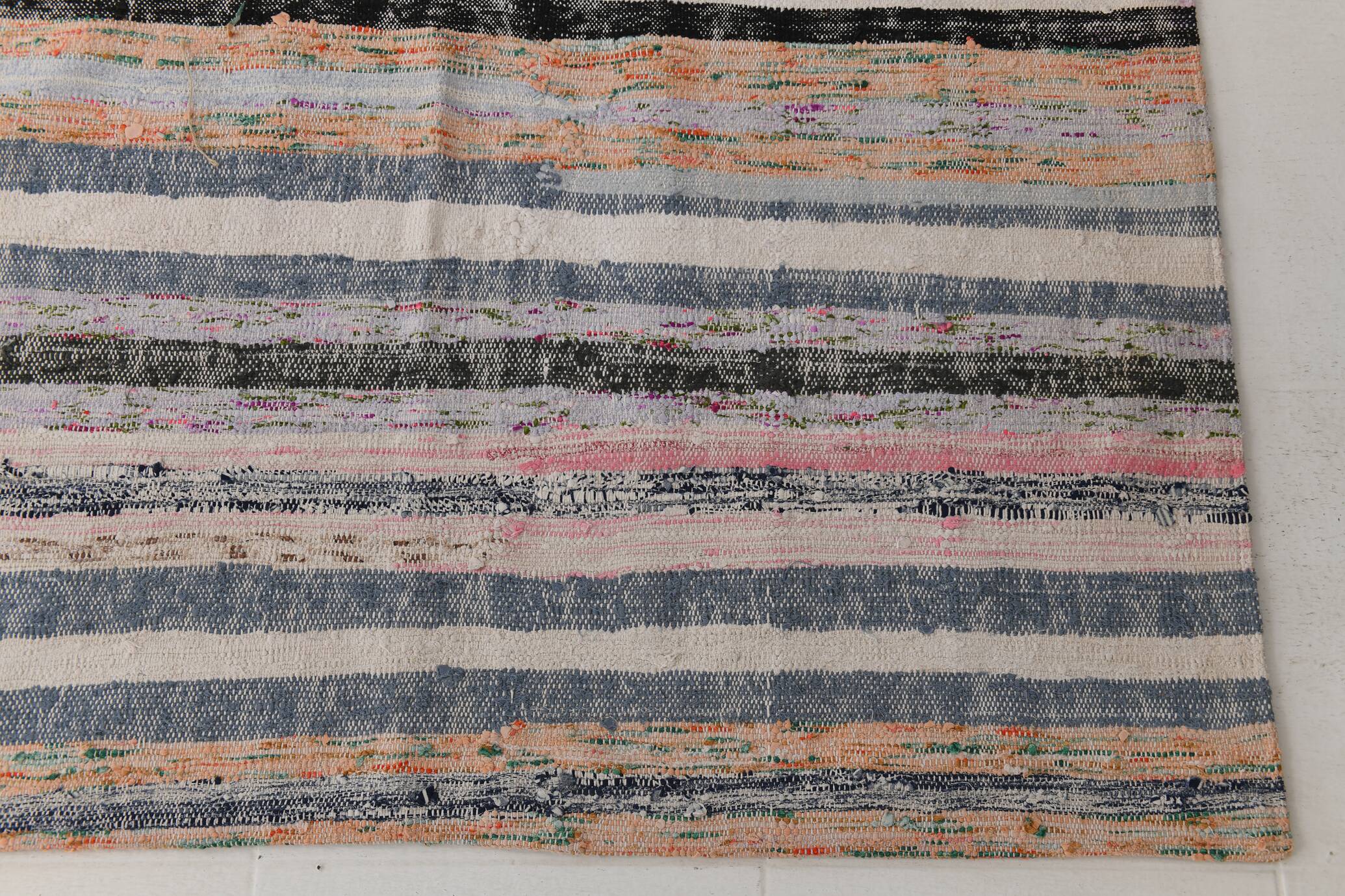 Large Striped Multicolor Vintage Kilim Rug, 292x327Cm