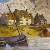 Old painting, Breton landscape XX century