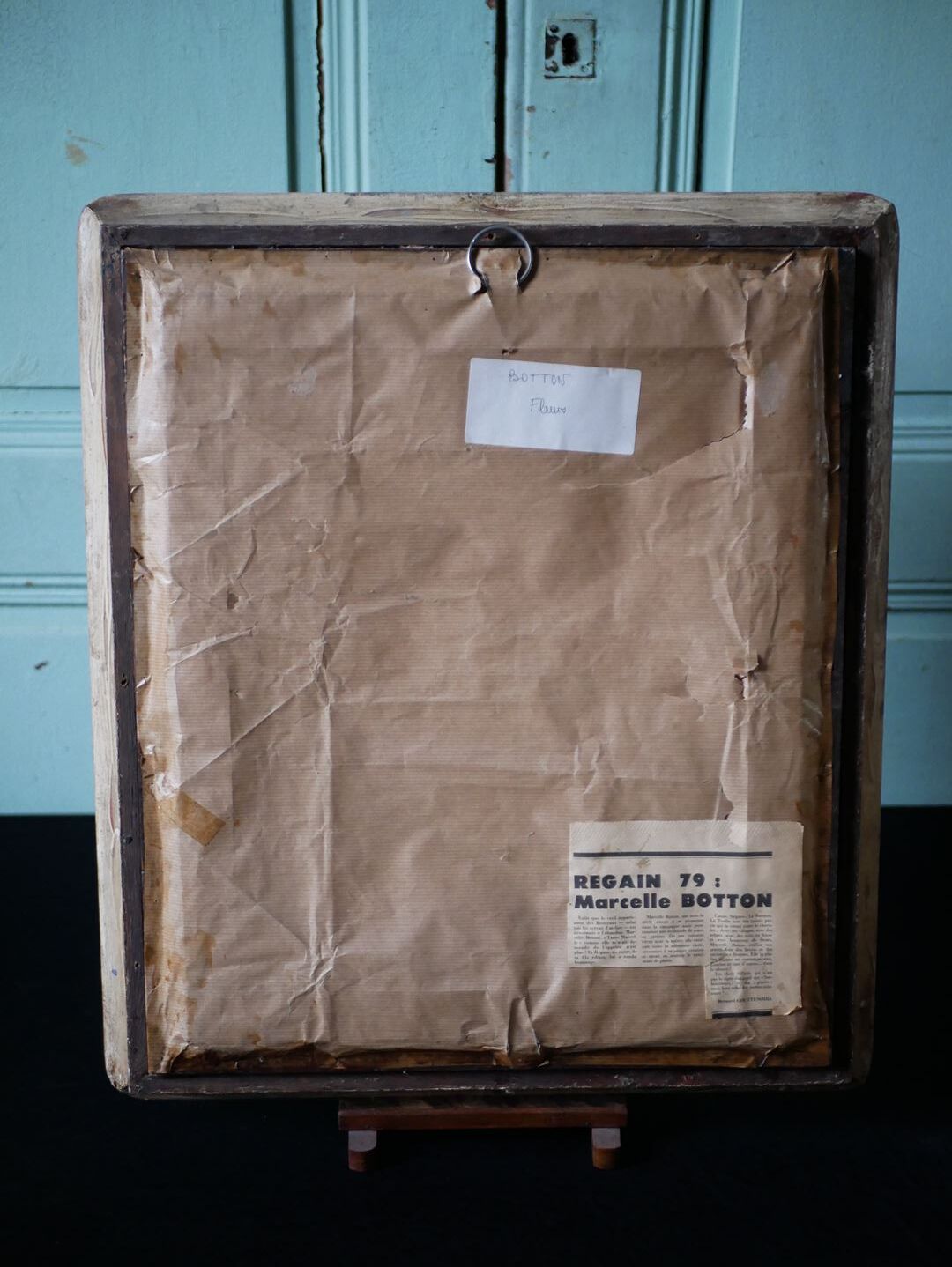 Old oil on canvas, bouquet of flowers, Montmartre style frame