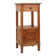 French Art Deco Nightstand in Oak with Pink Marble Top, 1930s