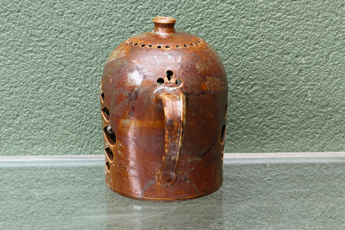 Signed enamelled stoneware lantern, Puisaye