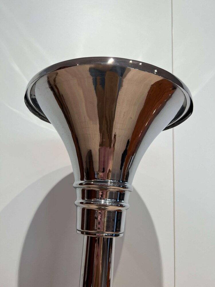 Art Deco Standing Ashtray in Polished and Chromed Metal, Switzerland, 1930