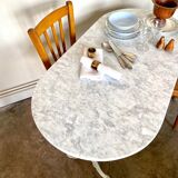 Bistro table in grey marble and white ☐ cast iron 120 x 60 cm