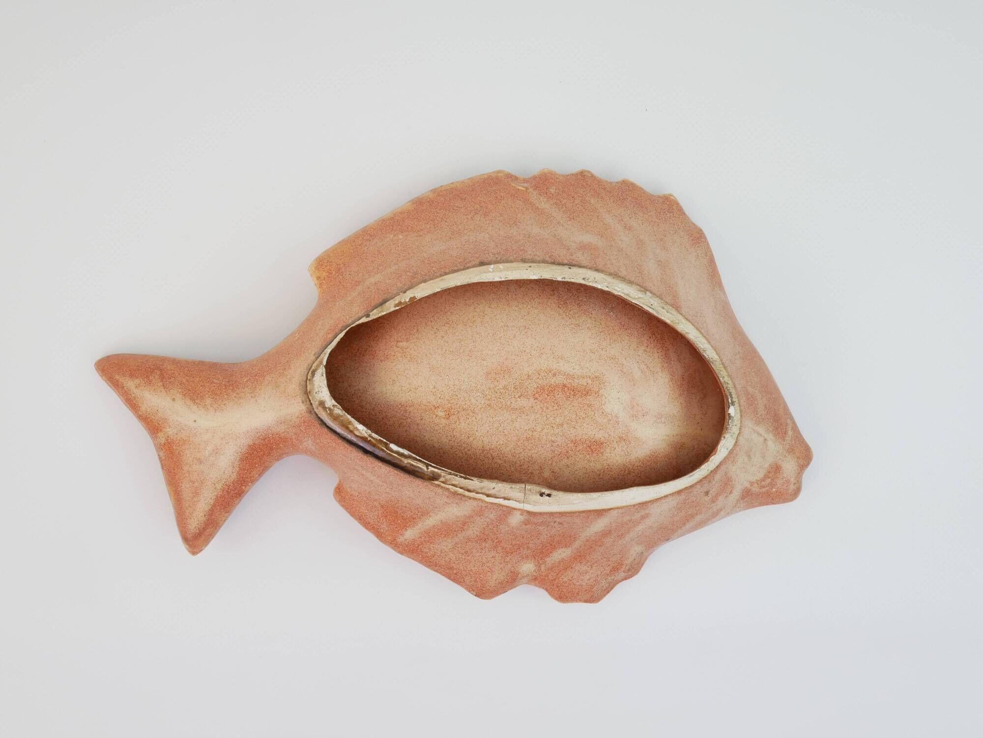 Plat poisson vintage en céramique de couleur terracotta