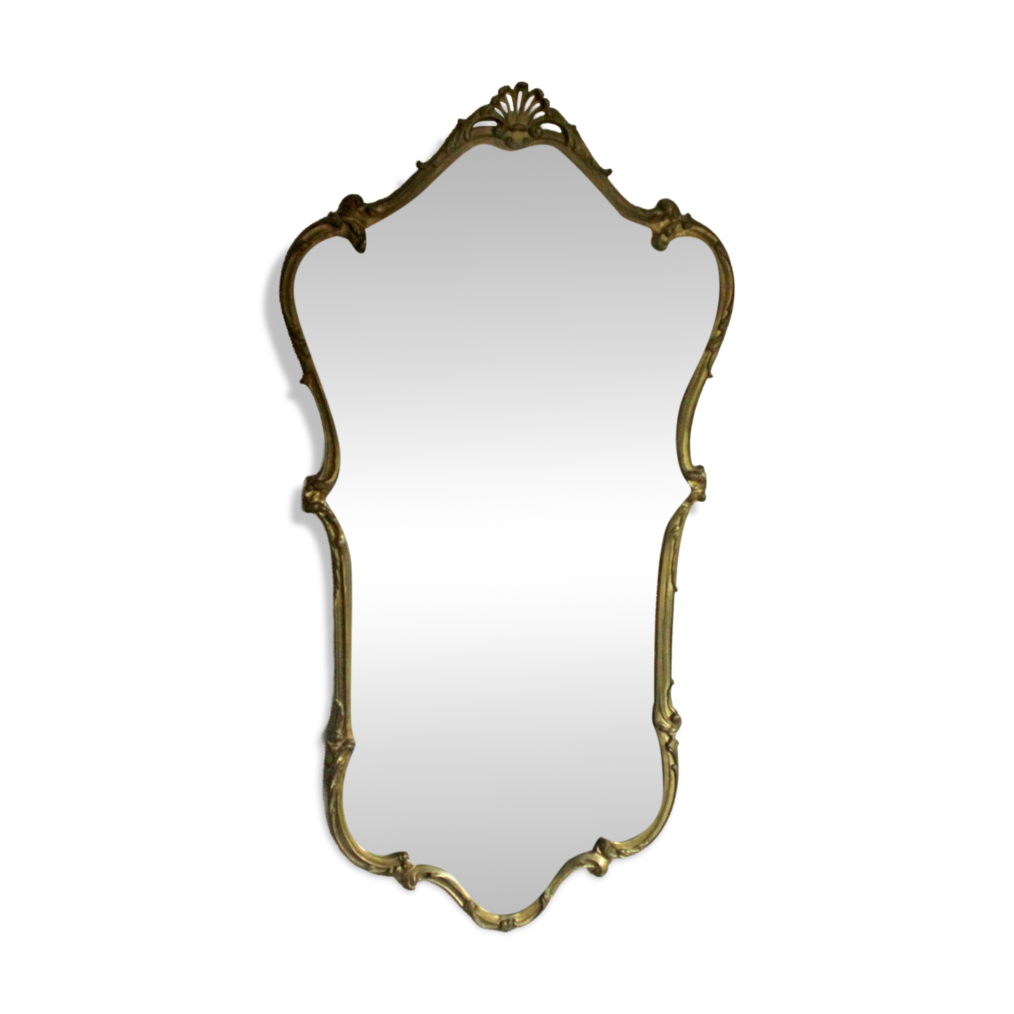Large wall mirror with a brass frame - Vintage from the 50s