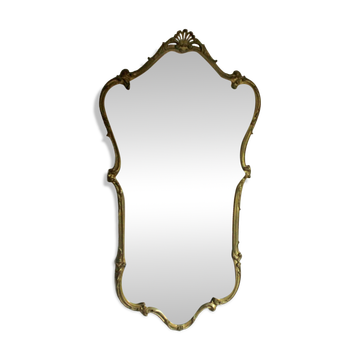 Large wall mirror with a brass frame - Vintage from the 50s