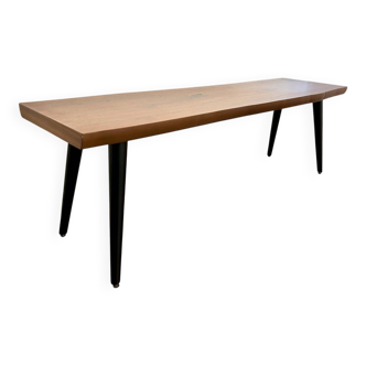 Wooden bench with adjustable legs