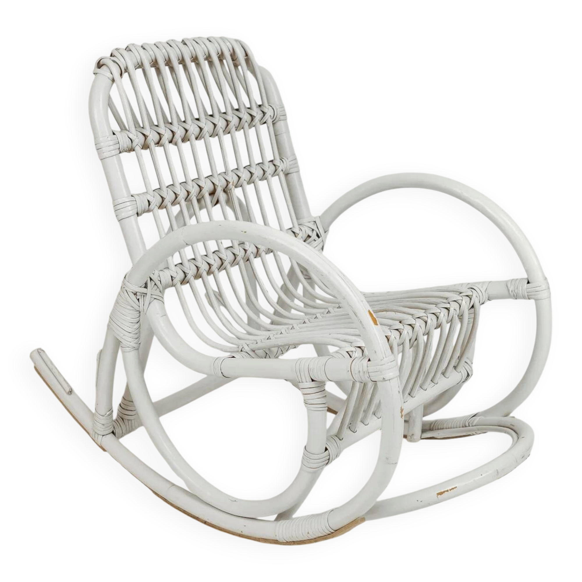 Chaise à bascule vintage pour enfant en rotin/bambou