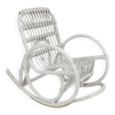Chaise à bascule vintage pour enfant en rotin/bambou