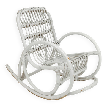 Chaise à bascule vintage pour enfant en rotin/bambou