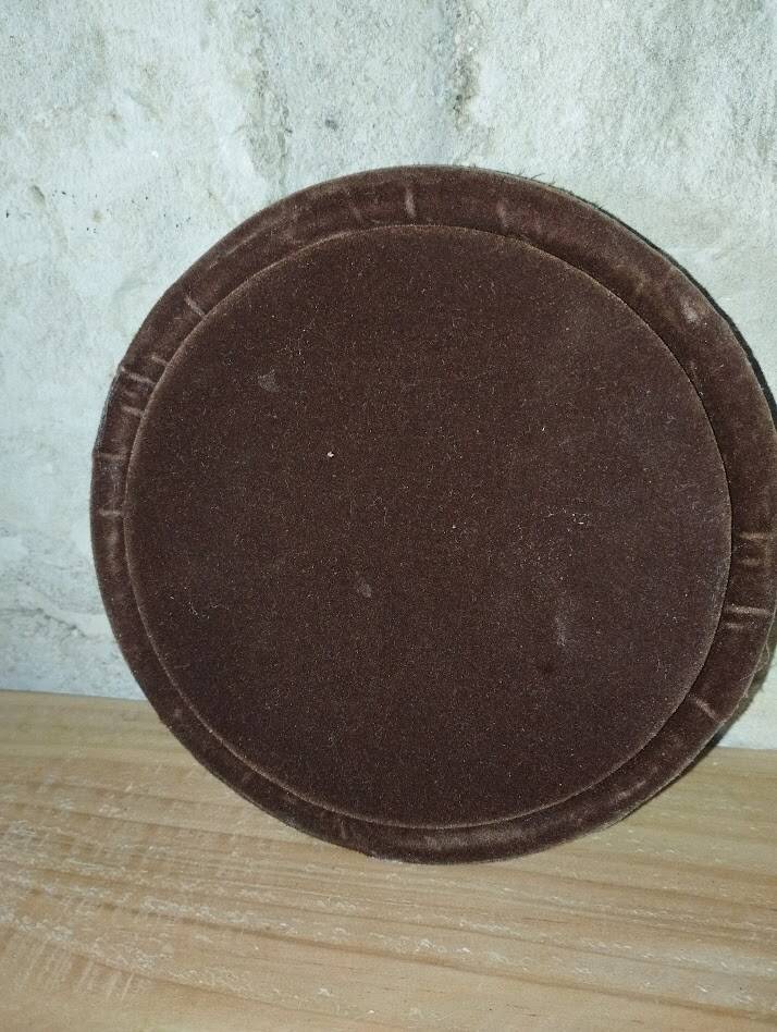 Vintage marquetry wooden jewellery box, velvet interior – 1950s/70s