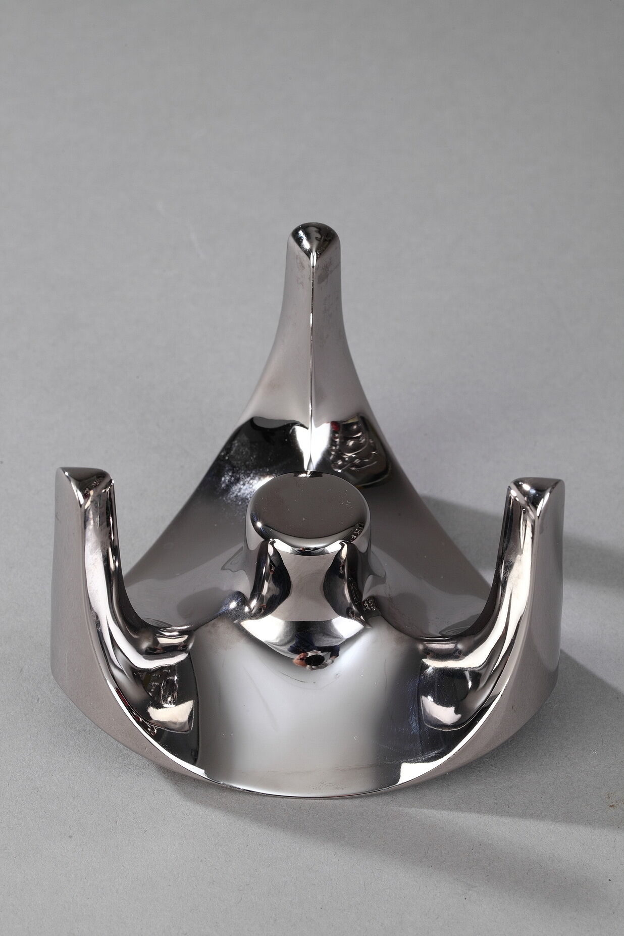 Set of 9 modular candle holders in chromed metal, nagel germany