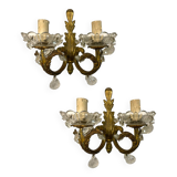 Crystal Bronze Sconces Set of 2 1950’s