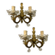 Crystal Bronze Sconces Set of 2 1950’s