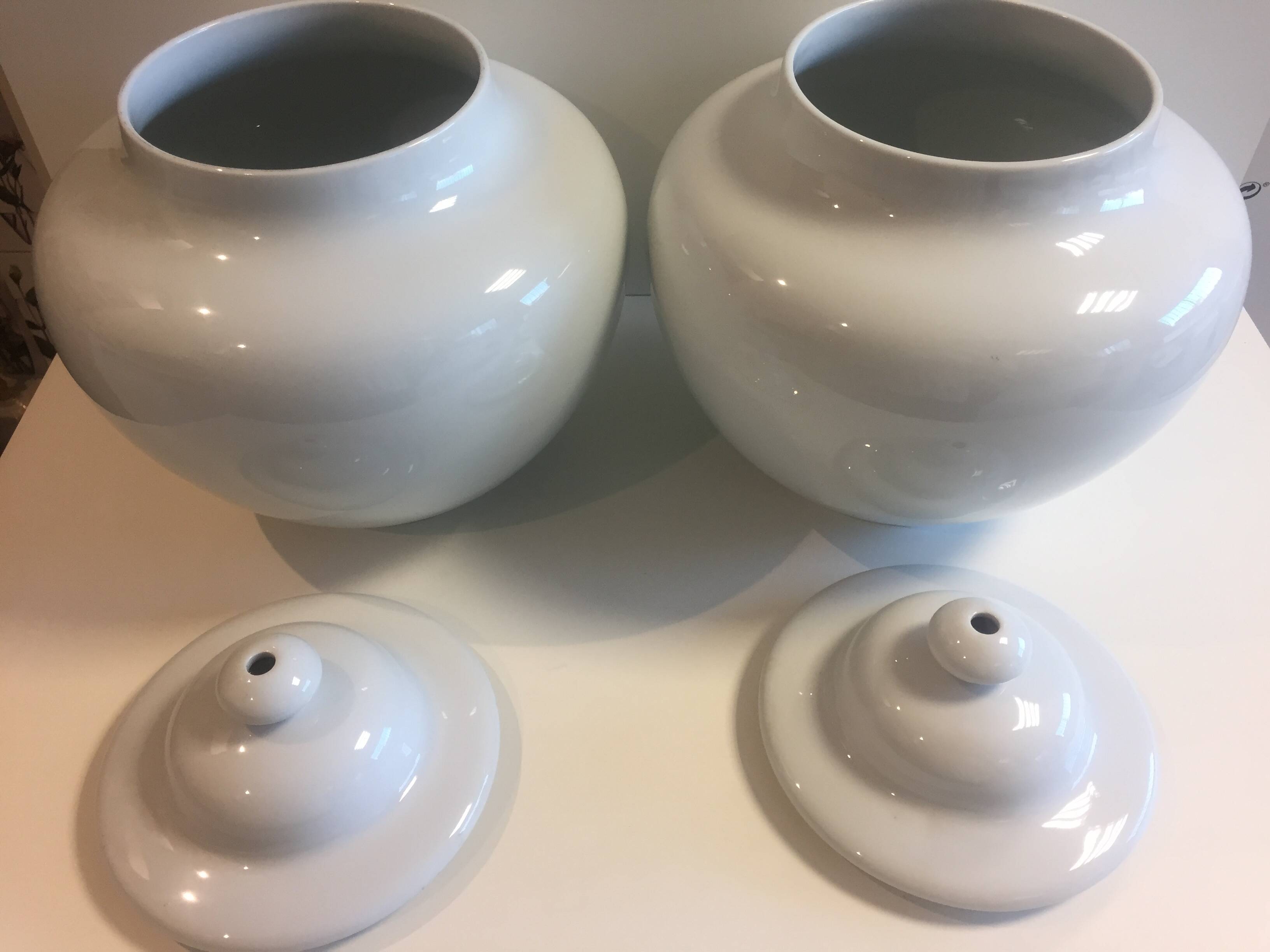Duo Jar Style Lamp Bases Glazed White Porcelain Decorative Art Living Room