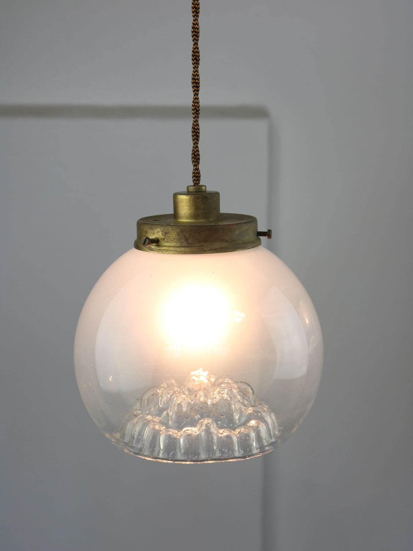 Vintage Murano Glass & Brass Pendant Lamp